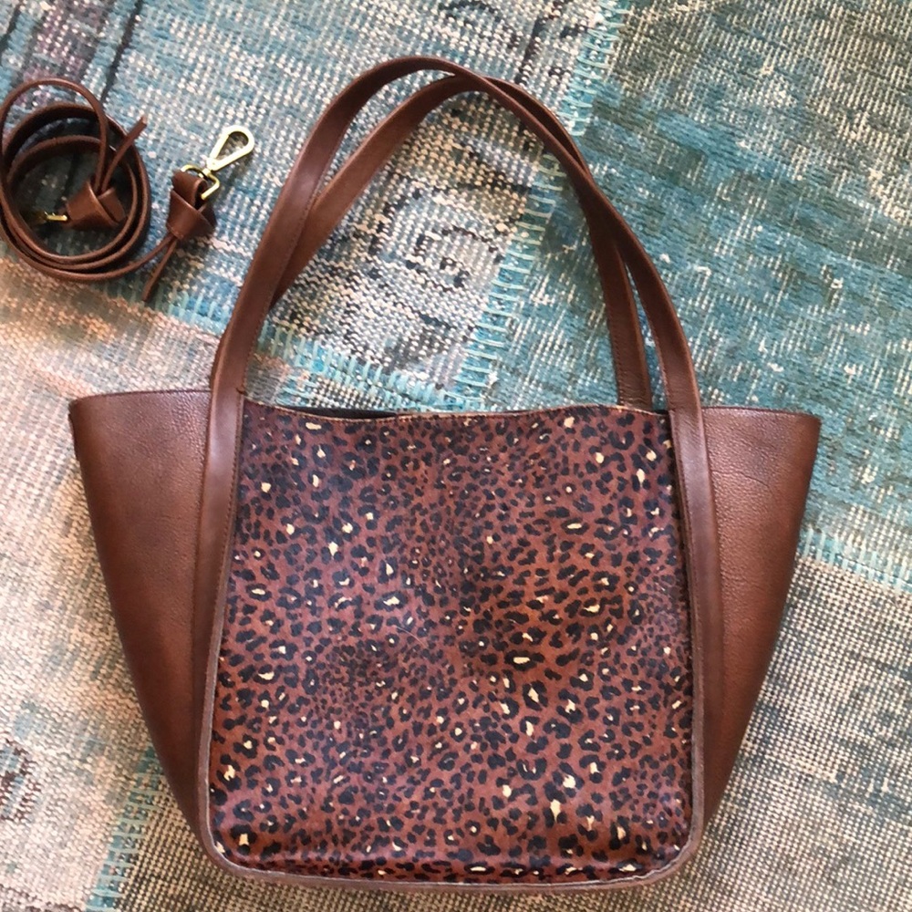 Madewell Large Sydney convertible leather tote chestnut brown GUC